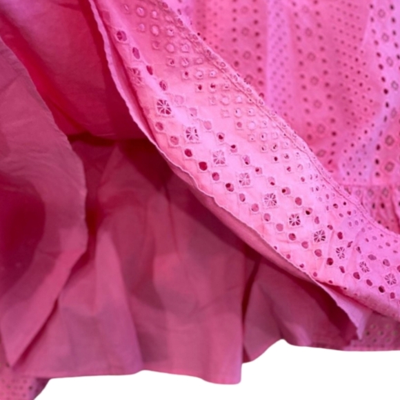 J.Crew Pink Eyelet Midi Dress Size 6 Cotton Sleeveless Tiered Hem NWOT - Picture 10 of 12